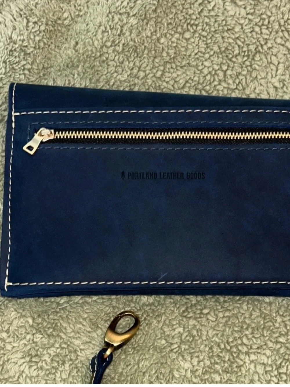 Portland Leather Navy Envelope Crossbody Clutch - Picture 3 of 5